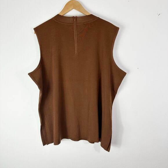 Vtg Ming Wang Knit Tank Top Womens 3X Brown Sleeveless Minimalist Closet Staple - Picture 3 of 6